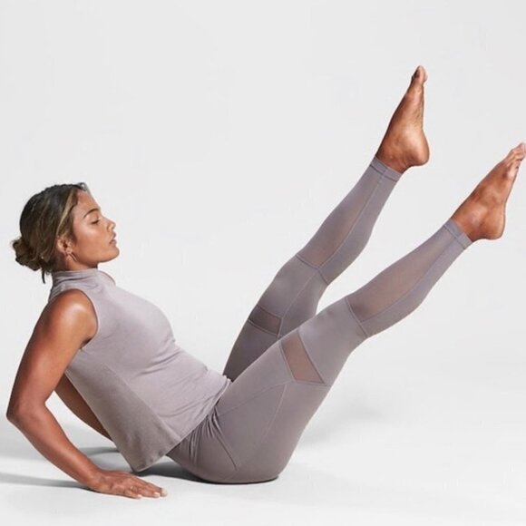 Athleta Mesh Block Stash Pocket Salutation High Rise Athletic Leggings Pants XS - Picture 10 of 10